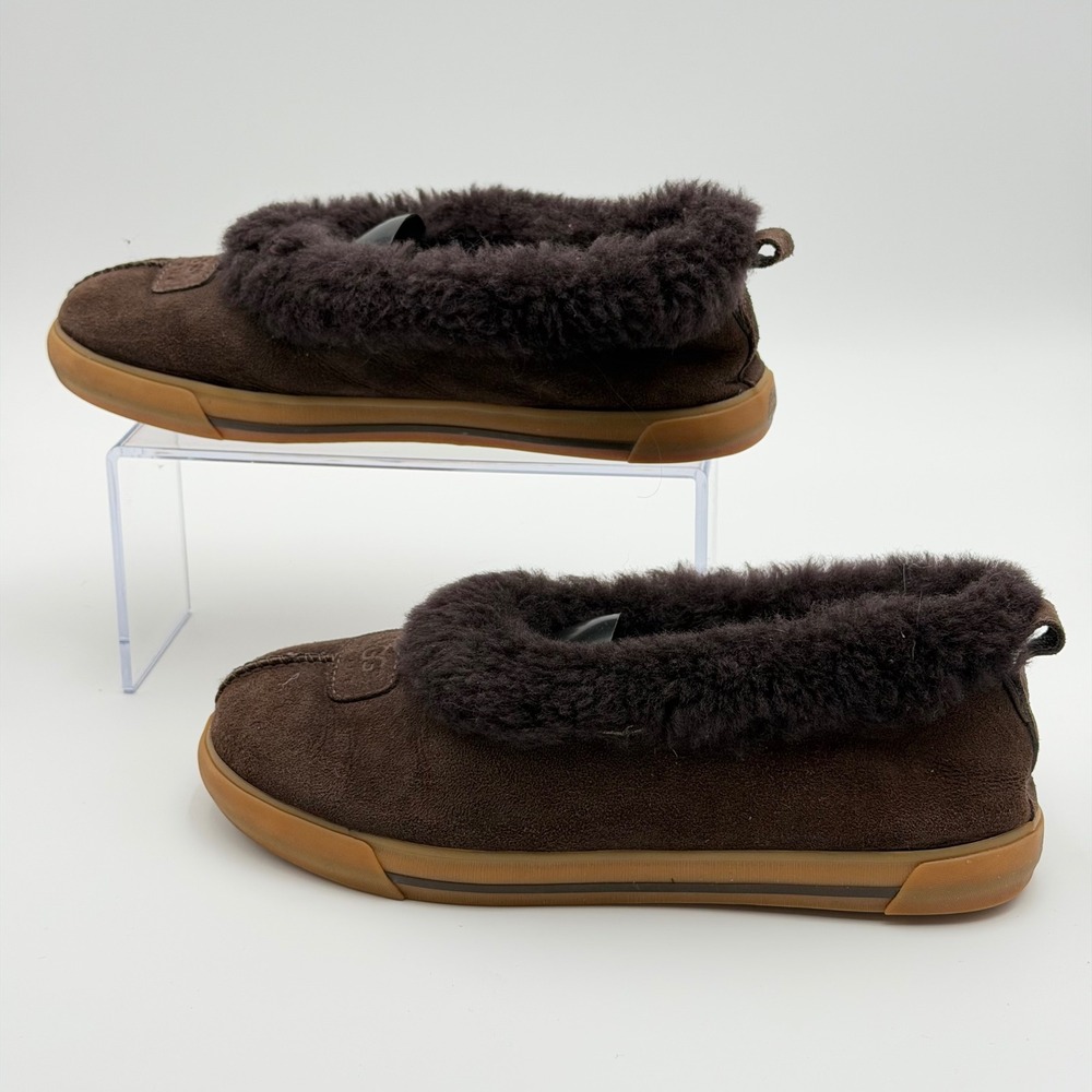 UGG Rylan Womens 9 Brown Suede Sheepskin Lined Gum Sole Slippers Shoes 1871